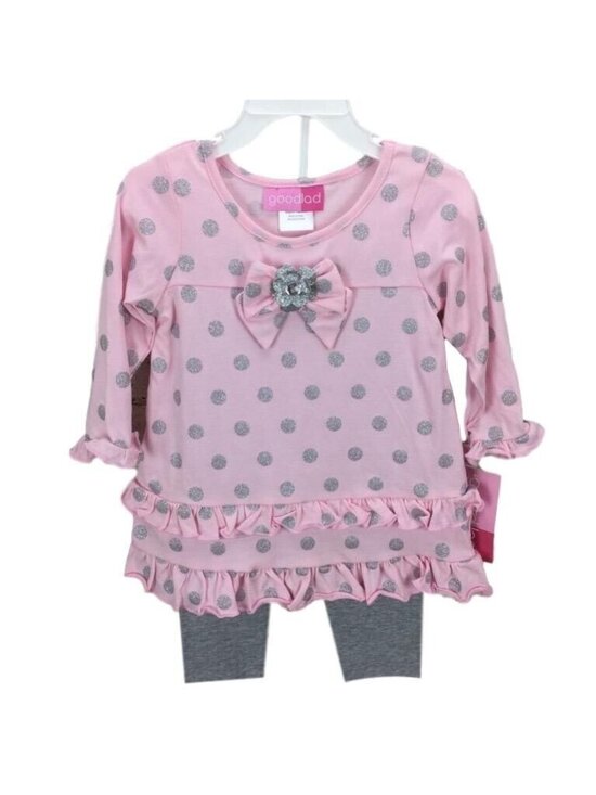 Goodlad Other - Goodlad Baby Girls Leggings Set 18M Pink Polka Dot Dress & Gray